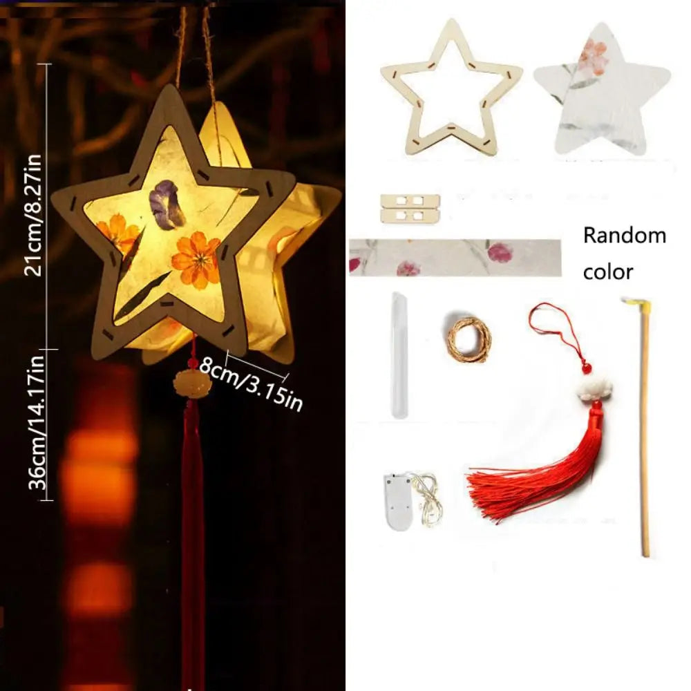 lanterne suspendue bois papier motif fleurs led décoration traditionnelle festival mi automne