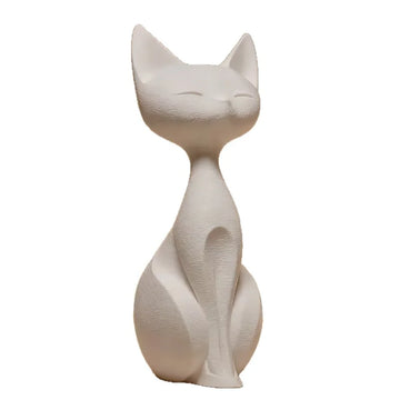 statue chat blanc crème texture rugueuse minimaliste deco maison erotique figurine
