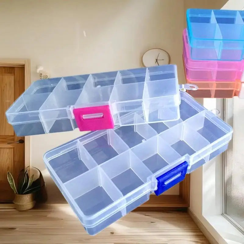 boîte compartiments transparente velours pratique moderne poignées couleurs organisation bijoux pièces vis