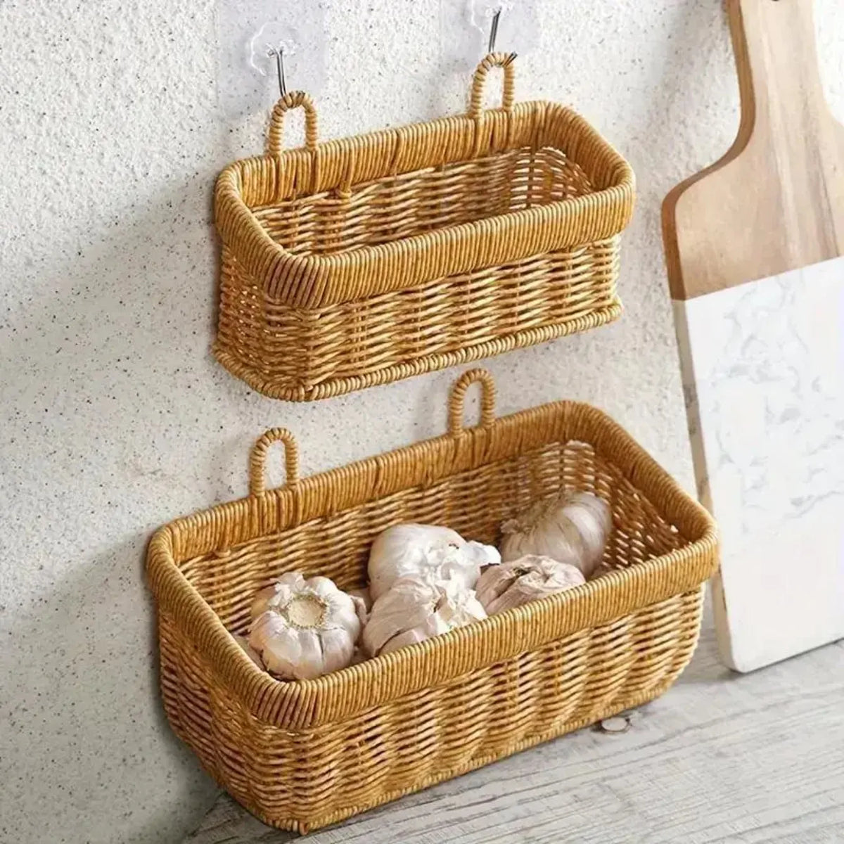 paniers tressés naturels panier suspendu mural rangement fruits légumes crochet scandinave pliable respectueux environnement.storage