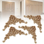 applique murale bois rose figurines baroque décorative feuilles sculptées floral