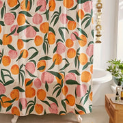 rideau douche bohème fruits oranges pêches blanc orange rose vert