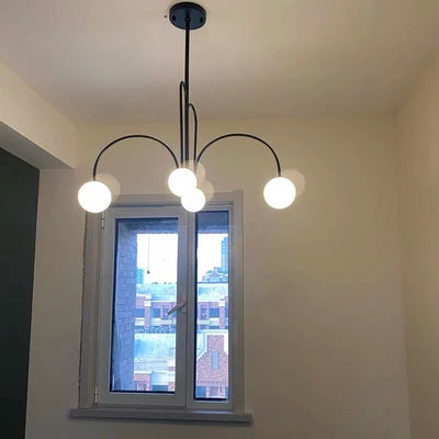 suspension lumineuse moderne rouge blanc sphères translucides chambre salon étude scandinave