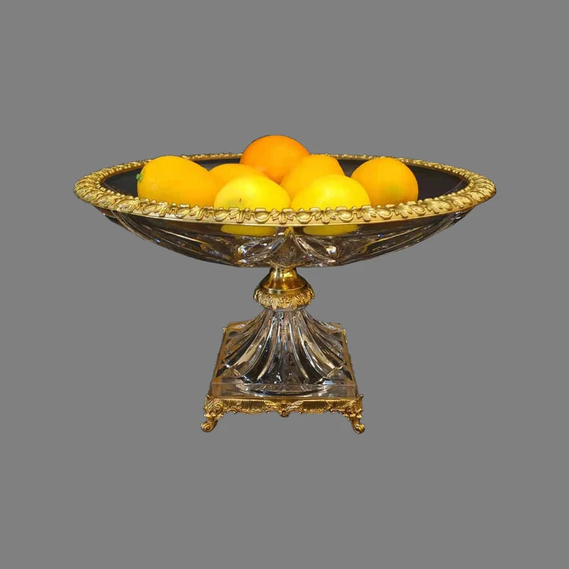bol fruits pied transparent doré décoration élégante cristal métal vintage classic deco