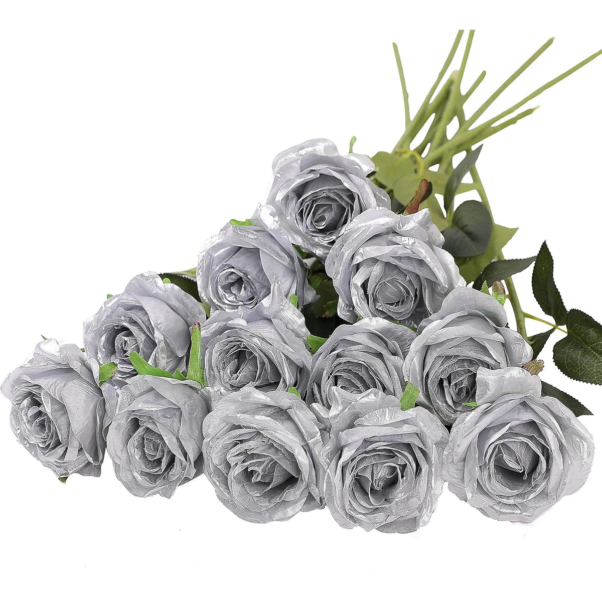 bouquet roses artificielles blanc rouge feuilles vertes classique decoration maison anniversaire saint valentinintérieur