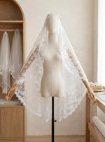 voile mariée blanc broderie florale translucide classique dentelle polyester courte traditionnelle cérémonie religieuse