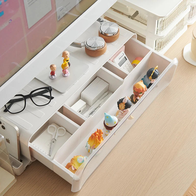 organisateur tiroirs blanc figurines rangement transparent minimaliste multifonctionnels supports stockage