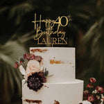 décoration gâteau anniversaire lettre acrylique blanc doré noir fleurs crème adhésif classique festif