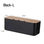 boîte rangement moderne bambou blanc noir organisation câbles horloge radio minimalistestyle