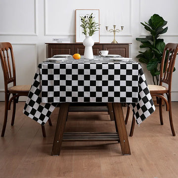 nappe table carreaux noir blanc classique réutilisable polyester coton machine été hiver printemps automne