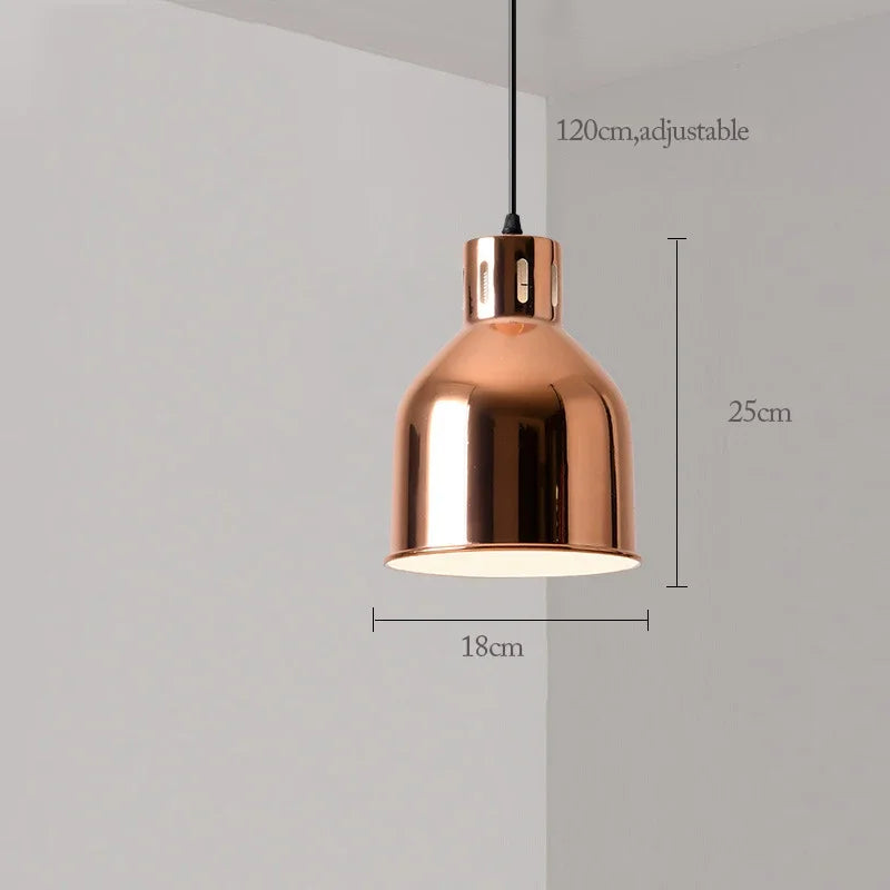 suspension lumineuse moderne rose doré brillante métallique câble noir éclairage scandinave e27