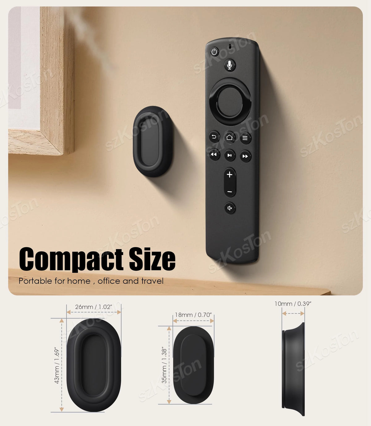 support mural magnétique télécommandes noir blanc adhésif moderne pratique ovale rond multiples
