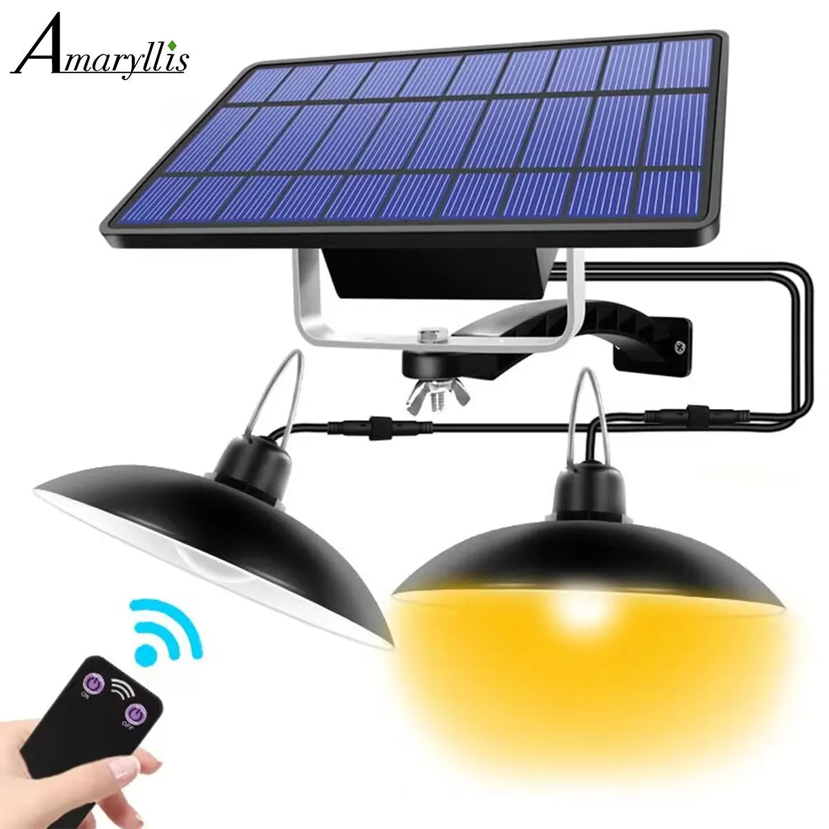 lampe solaire ip65 led étanche télécommande double tête noir moderne clips