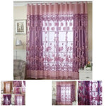rideaux polonais floral translucides rose violet marron brodés chanvre romantiques salon chambre