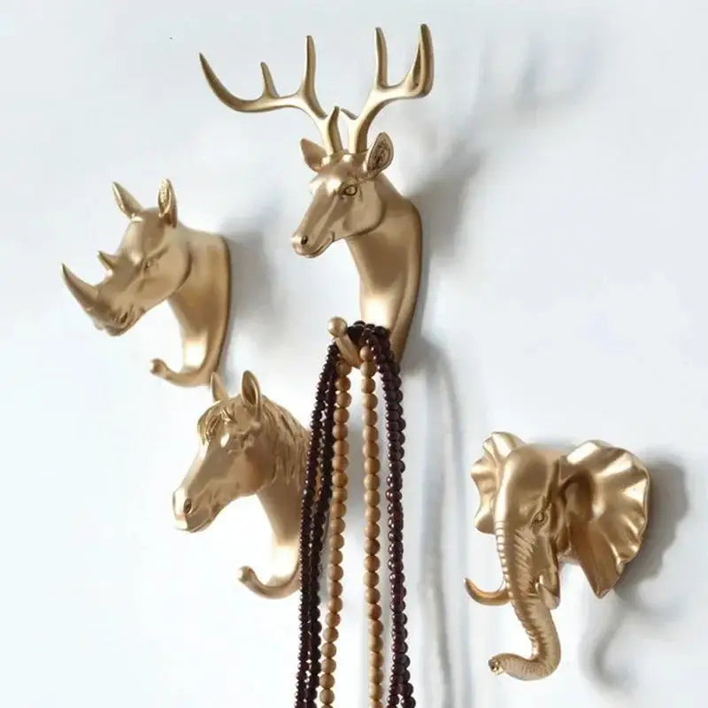 porte clés mural animal or rhinocéros girafe cheval éléphant cerf décoratif moderne chaines pendentifs