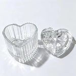 boîte bijoux transparente rayures verticales classique forme cœur couvercle noeud.storage