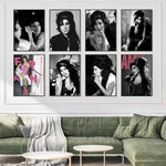 affiches aamy winehouse noir blanc cadres muraux decoration classique facile chambre college moderne pvc