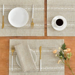 serviettes table moderne rustique beige clair rayures blanches motifs géométriques respectueux environnement setSize30x50cm setSizeCoffee