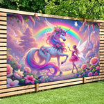 toile fond multicolore licorne fantaisie chambre enfant decoration murale personnalisée lint free