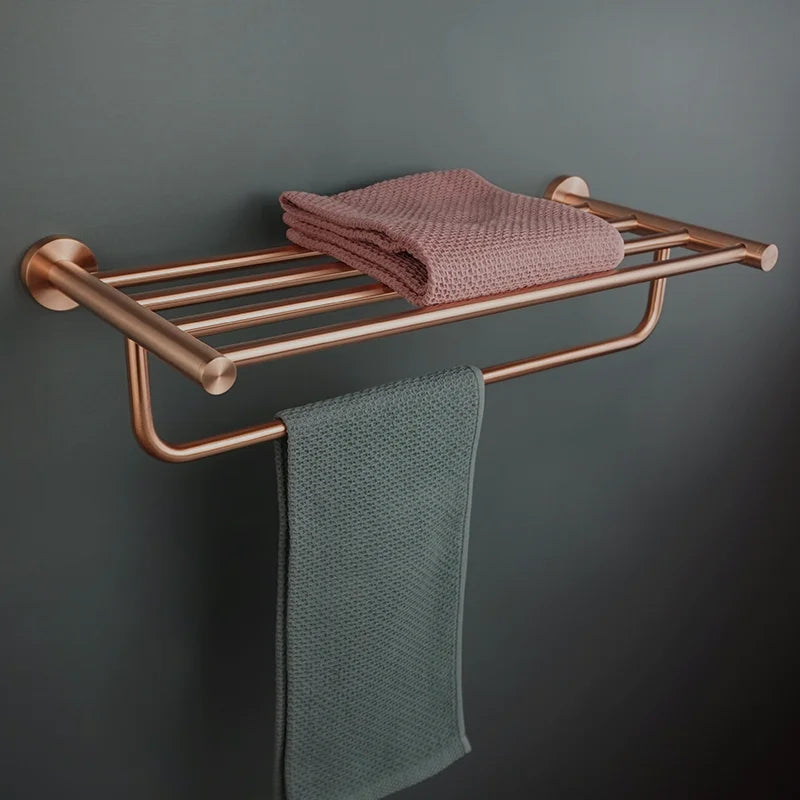 accessoires salle bain or rose porte serviettes barre patère porte papier gobelet moderne