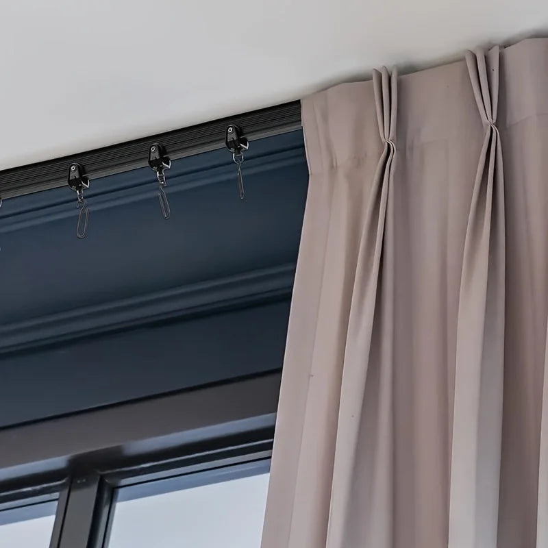rails rideau flexible noir blanc rouleaux crochets supports vis ancrages plâtre moderne fonctionnel