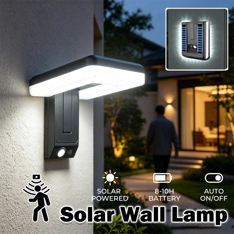 lampe murale solaire 120 led noir moderne détecteur mouvement ip65 plianteurgence certifiée oeilletsABS