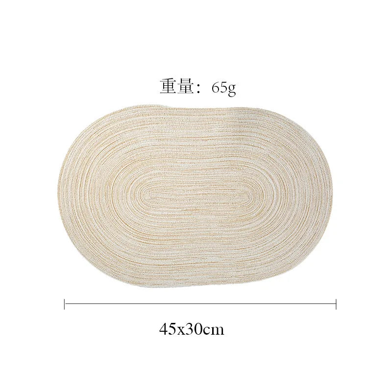 lot sets table ronds coton tressé vert gris beige motif spirale
