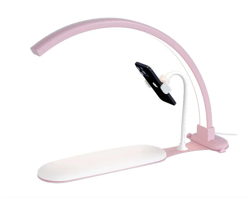 lampe ongles rose moderne interrupteur blanc support smartphone led réglable