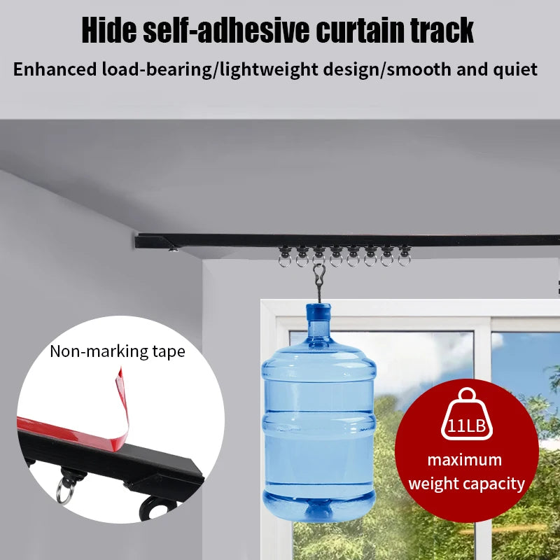 Installation facile du rail de rideau sur une surface en verre