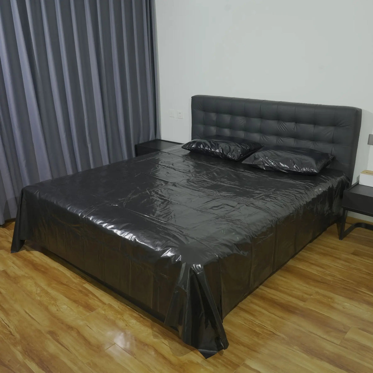 draps plats épaissis pièces noir brillant moderne oreillers taies d'oreiller ensemble chambre coucher nylon