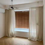 rideau polyester beige clair rayures dorées translucide moderne fenêtre maisonôtel