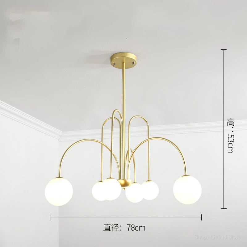 lustre moderne rouge noir doré sphères blanches opaques suspension salon chambre