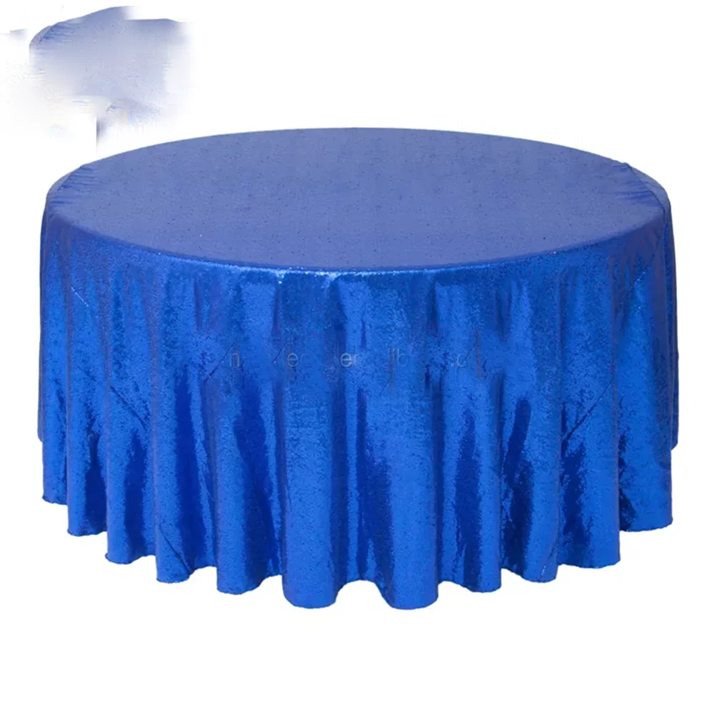 nappe table ronde élégante paillettes bleu royal beige gris moderne festive mariage anniversaire transparente