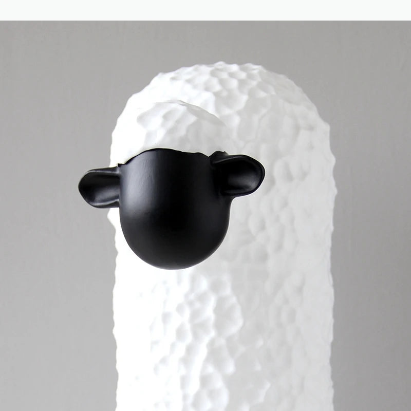 statues moutons blanc noirs texture laine faces lisses moderne accessoires decoration chambre enfants