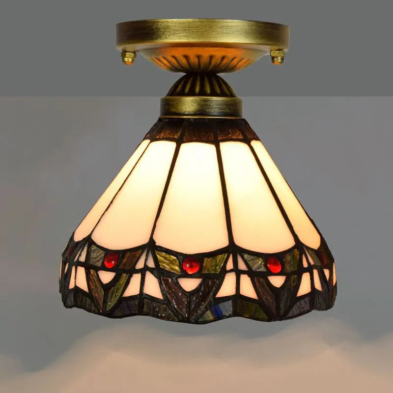 Lampe art déco mosaïque motifs floraux or marron bleu verte vintage chambre salon entree