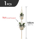 support plante suspendue macramé blanc fait main décoration jardin intérieur boho corde coton
