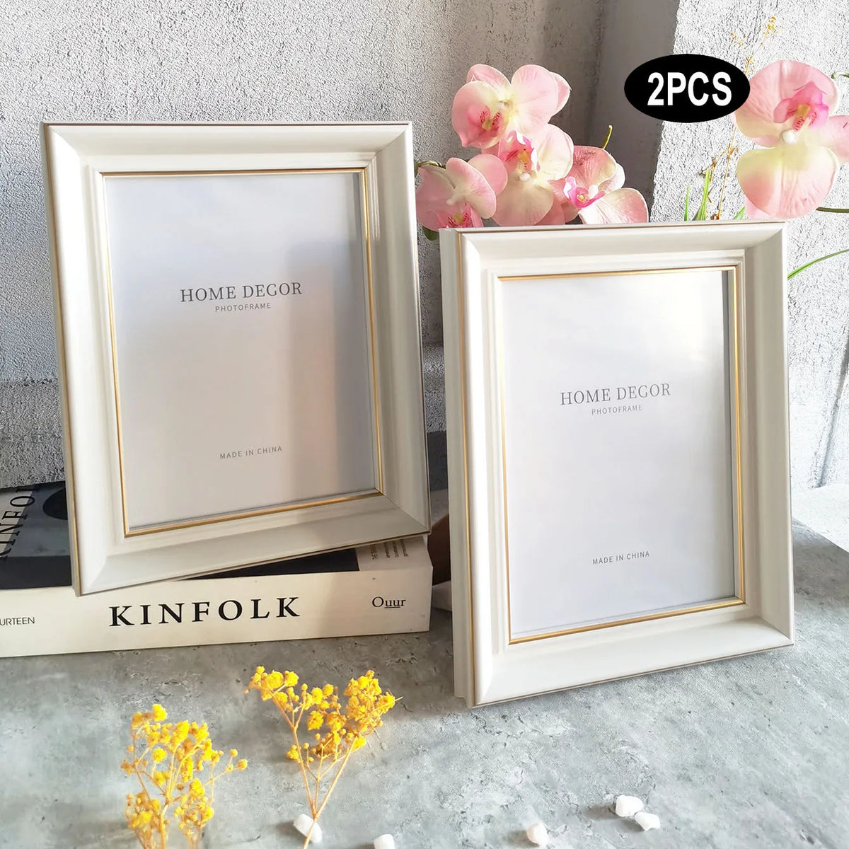 cadre photo 10x15cm 15x20cm 20x25cm beige gris clair doré classique mur table decoration