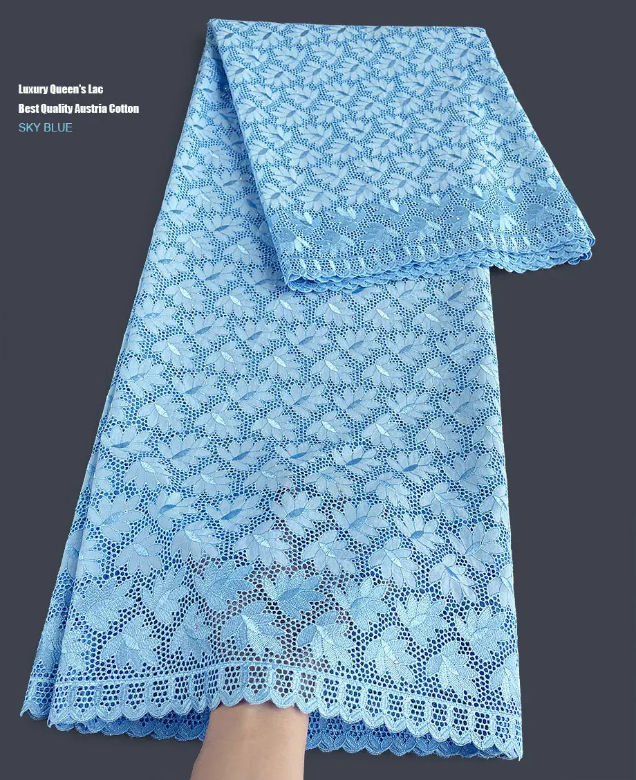 dentelle coton blanc rose bleu ciel motifs floraux texture fine mariage qualité supérieure