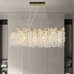 Suspension lumineuse moderne or blanc feuilles dorées 100cm 120cm 150cm 180cm led élégante