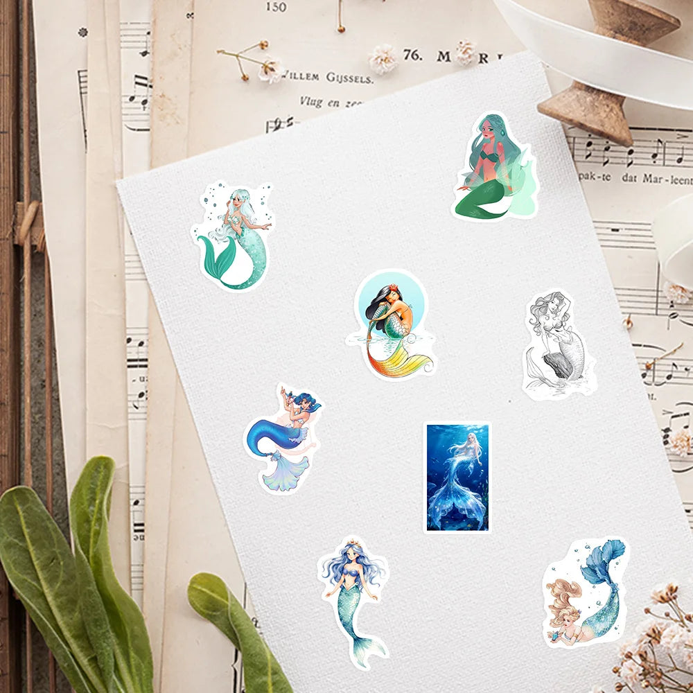 stickers vinyle imperméables sirènes dessin animé scrapbooking téléphone ordinateur portable bouteille hydroflask