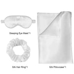 ensemble taie d'oreiller masque sommeil scrunchie soie naturelle vert foncé satiné élégant moderne