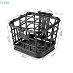 panier avant vélo électrique noir structure grille couvercle poignée fixations utilitaire rangement sac plastique