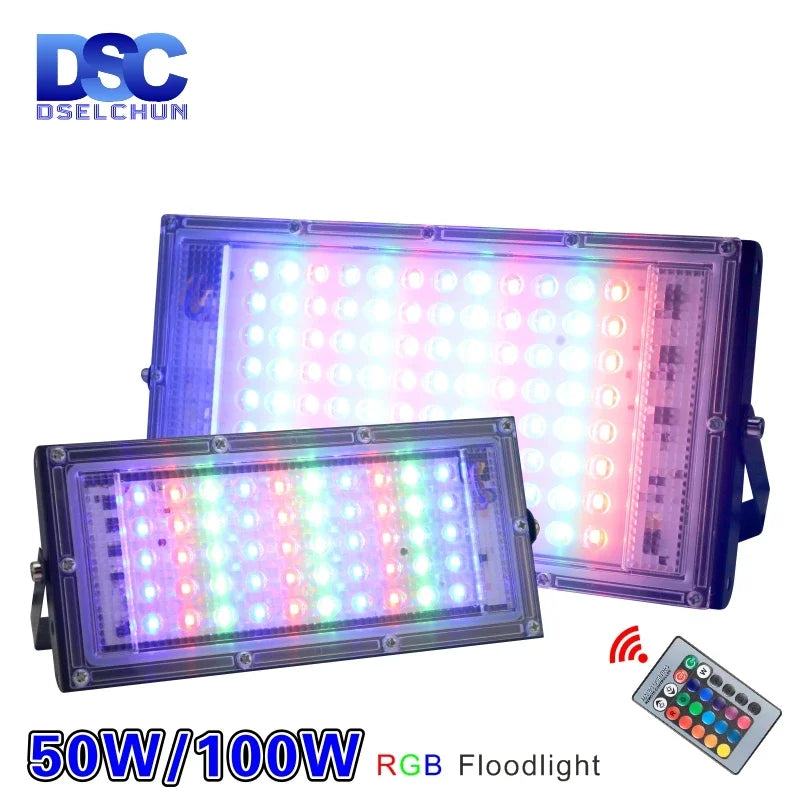 projecteur led noir moderne ip65 étanche télécommande flux lumineux élevé ac220v fixations certifié rohs