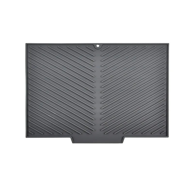 tapis drainage silicone gris moderne rayures diagonales antidérapant respectueux environnementuisine