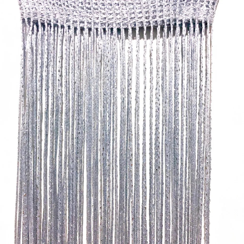 rideaux modernes argentés 1m 2m franges brillantes polyester translucides chambre