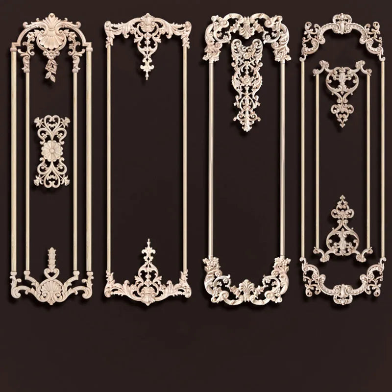 panneau mural bois beige clair motif floral baroque décoration murale classique ancien