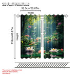 rideau polyester paysage forêt fleurs lotus moderne opacité vert blanc rose