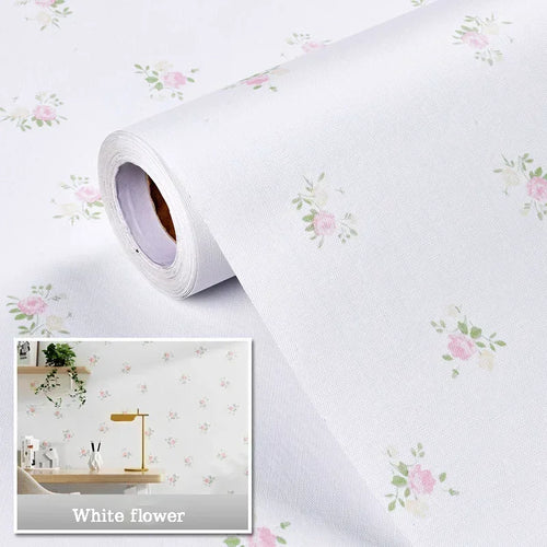 papier peint adhésif fleurs roses feuilles vertes décoration murale salon chambre romantique