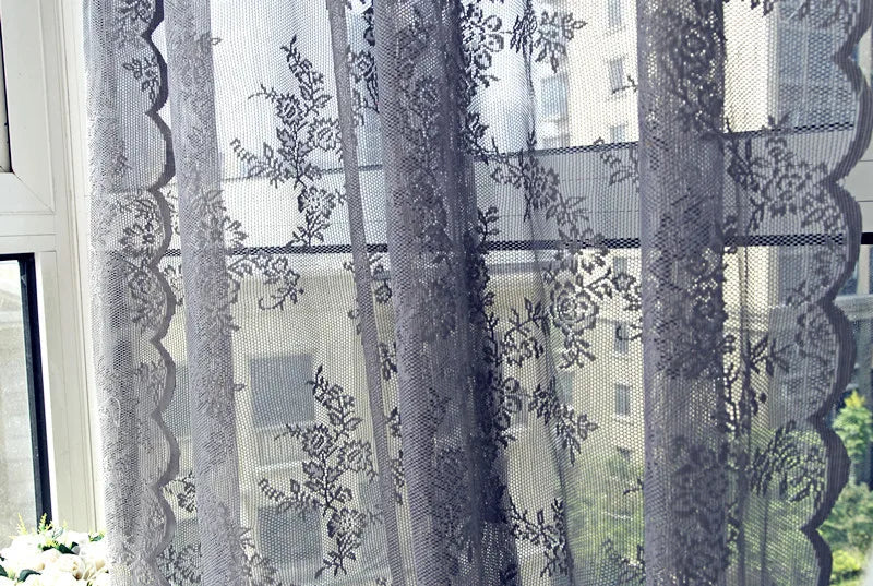 rideaux dentelle florale blanc rose gris tissu voile fleur romantique shabby chic translucide
