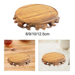 support circulaire bois marron clair traditionnel décoration vase pot stand naturel grain bois stable